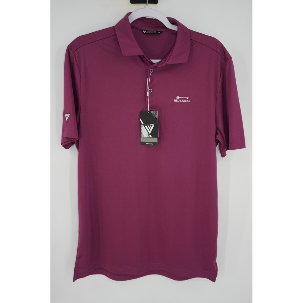 Levelwear Polo Shirt Mens Medium Purple Hideaway Embroidered Golf Original NWT
